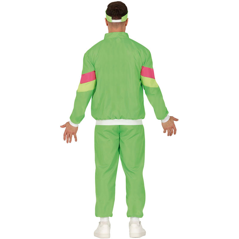 Disfraz de Chándal verde neón para hombre Espalda
