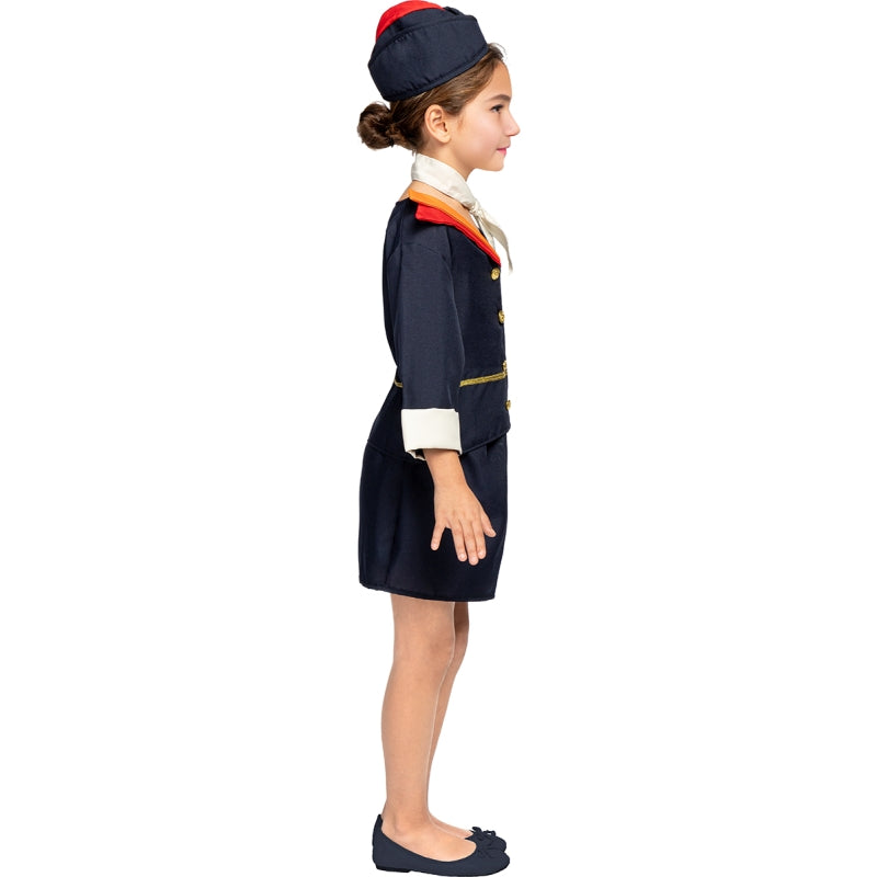 Disfraz de Azafata de Vuelo para niña Perfil