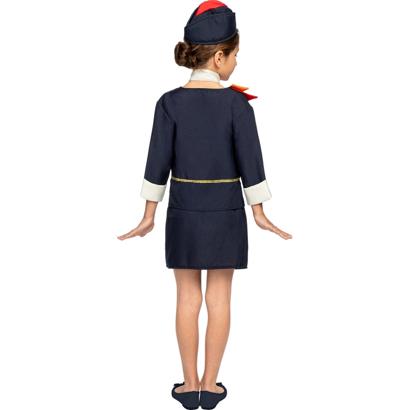 Disfraz de Azafata de Vuelo para niña Espalda