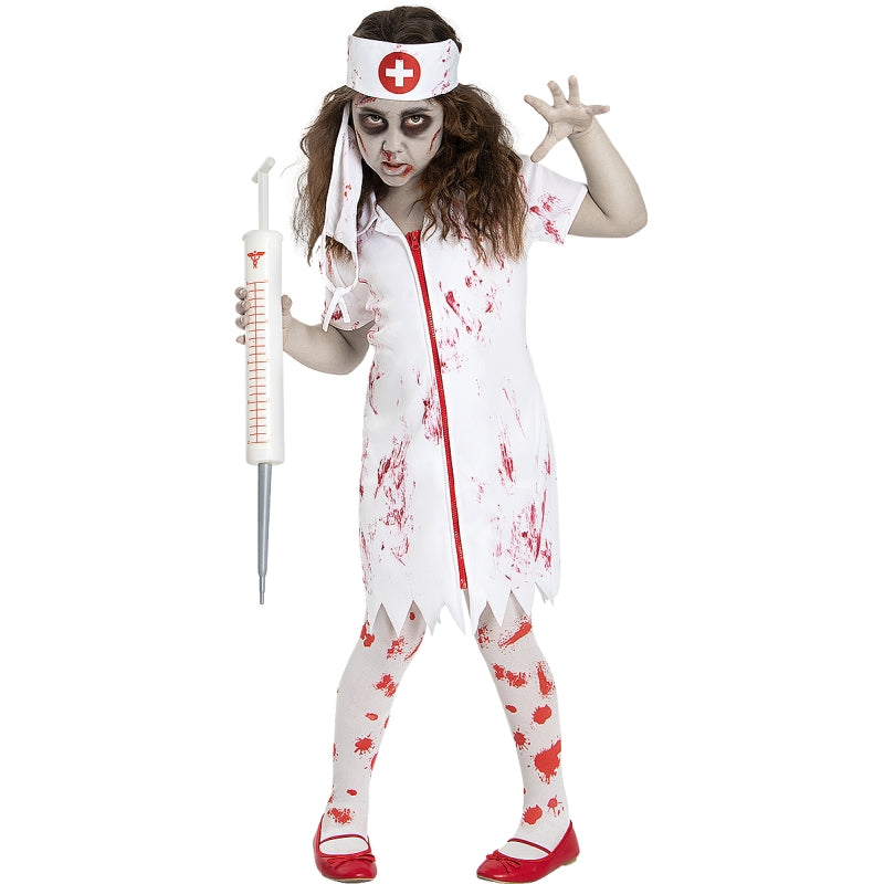 Disfraz de Doctora Zombie Sangrienta para niña Bis