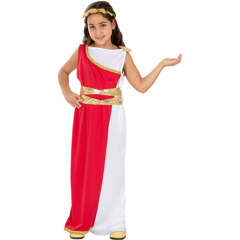 Disfraz de Romana Blanca con toga para niña