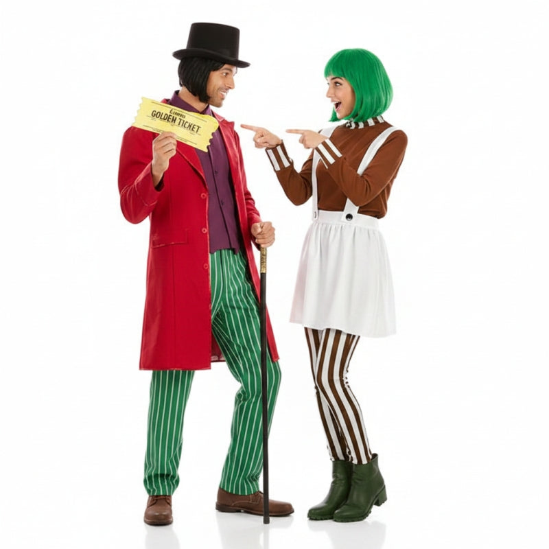 Pareja de Willy Wonka y Oompa-Loompa