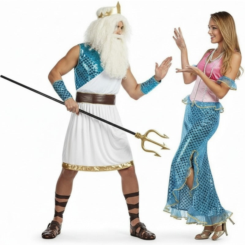 Pareja Dios Neptuno y Sirena Ariel