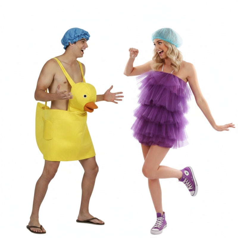 Pareja de Patito y Esponja de baño