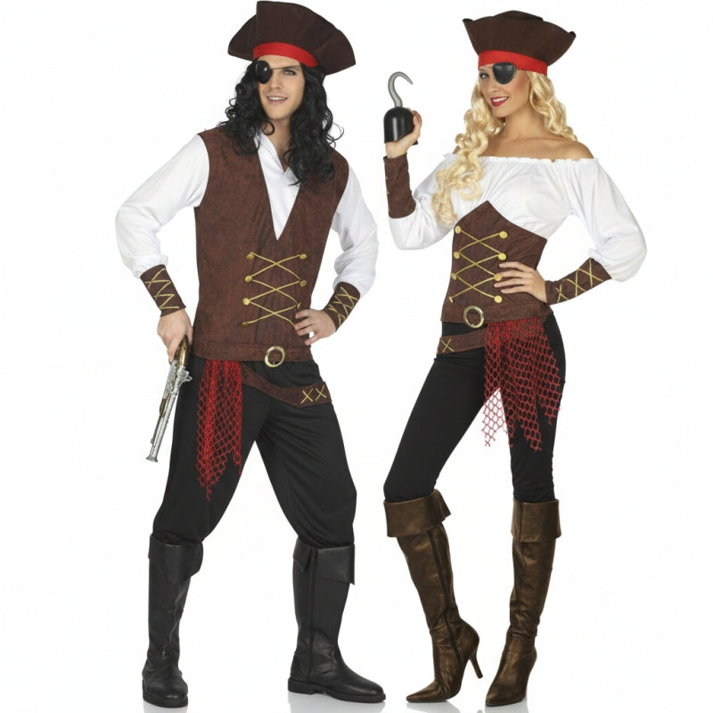 Pareja Capitanes barco pirata