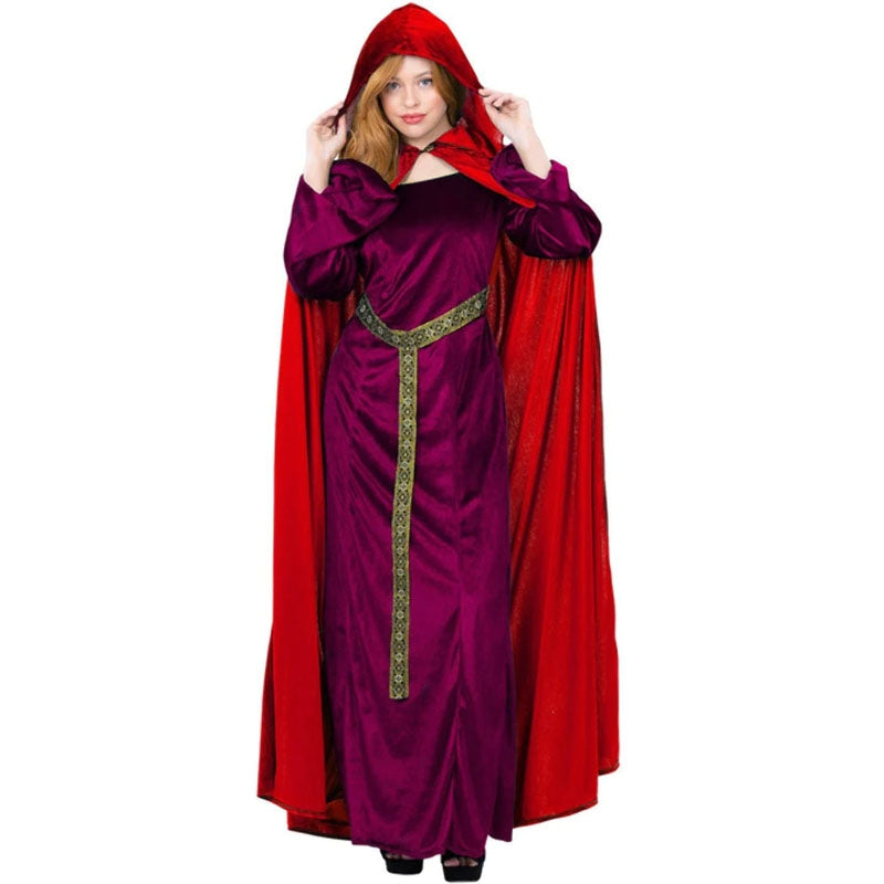 Capa medieval roja con capucha