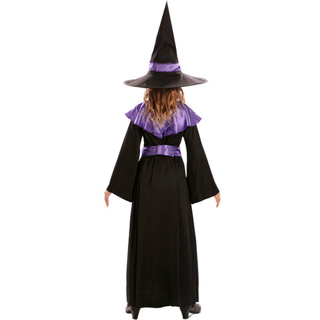 Disfraz de Bruja elegante púrpura para niña Espalda