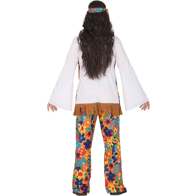 Disfraz de Hippie floreado para hombre Espalda