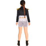 Disfraz de K-pop Silver Leader para mujer Espalda