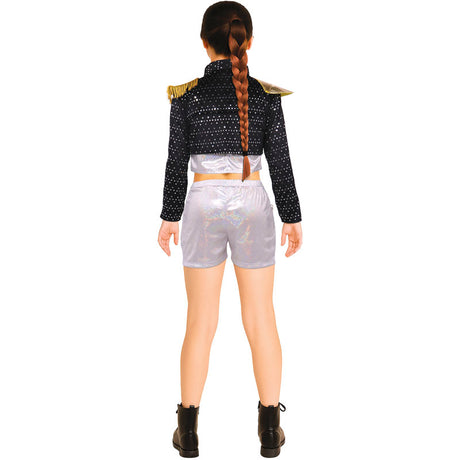 Disfraz de K-pop Silver Leader para mujer Espalda