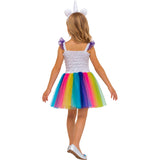 Disfraz de Unicornio con Tutú Multicolor para niña espalda