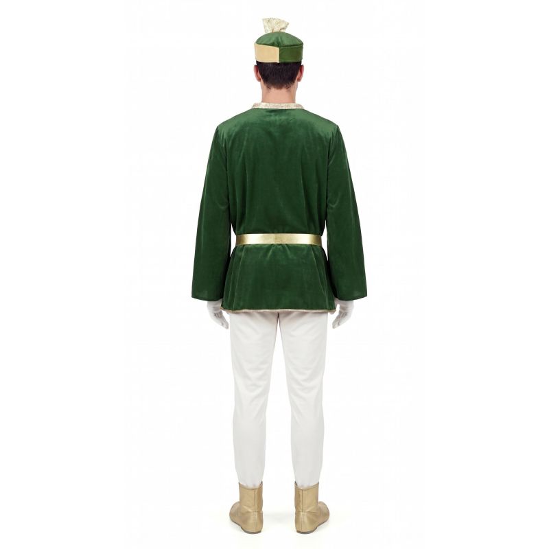 Disfraz de Paje verde de Oriente para hombre Espalda