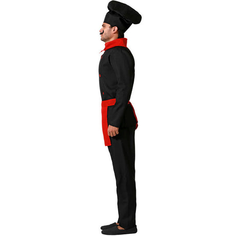 Disfraz para hombre de Cocinero con delantal rojo Perfil
