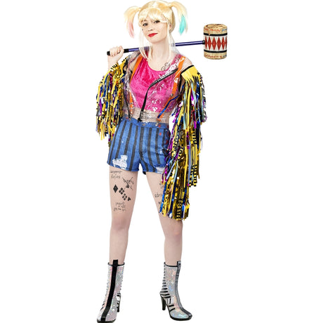 Disfraz de Harley Quinn con flecos de Birds of Prey para mujer