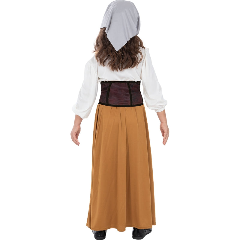 Disfraz de Campesina Medieval para niña Espalda