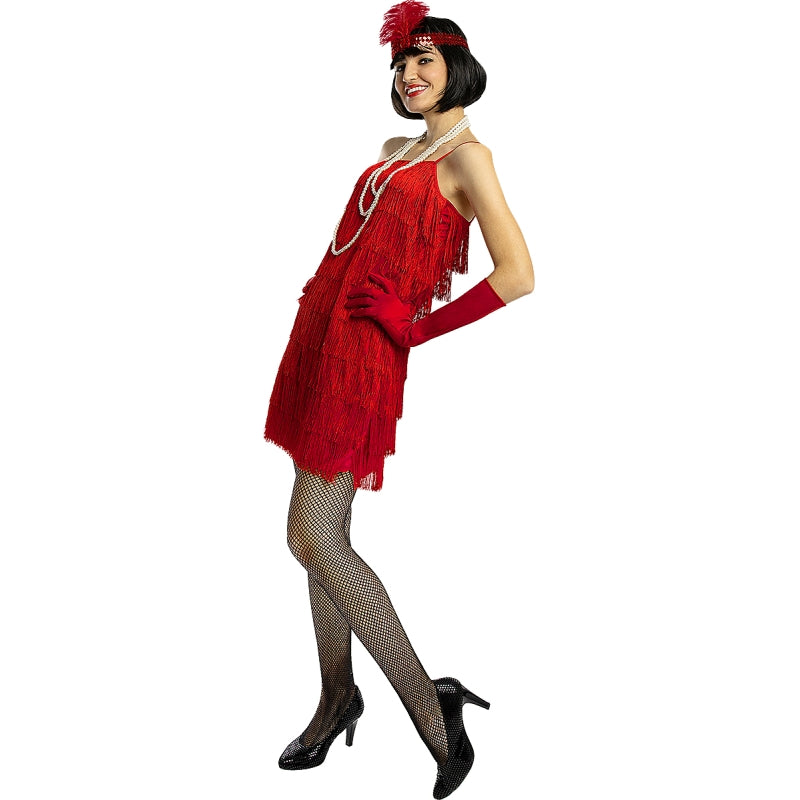 Disfraz de Charlestón rojo para mujer Perfil