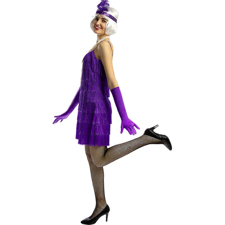 Disfraz de Charlestón Flecos Violeta para mujer Perfil