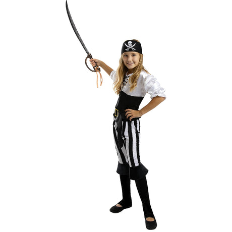 Disfraz de Pirata a rayas Black&White Collection para niña Bis
