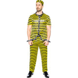 Disfraz de Preso amarillo y negro para hombre