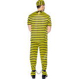 Disfraz de Preso amarillo y negro para hombre Espalda