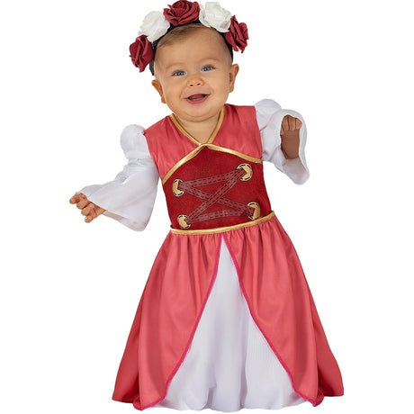 Disfraz de Princesa Medieval con flores para bebé Bis