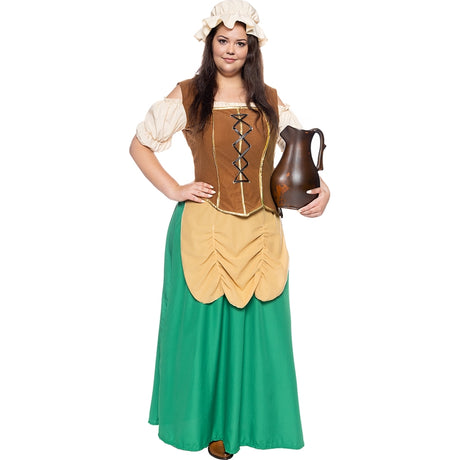 Disfraz de Tabernera época Medieval para mujer Talla Grande
