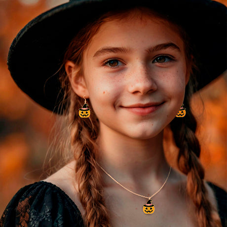 Kit Pendientes y collar calabazas