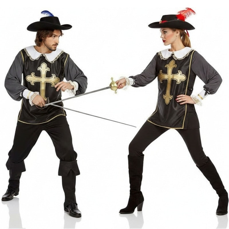 Pareja Mosqueteros Negros adulto