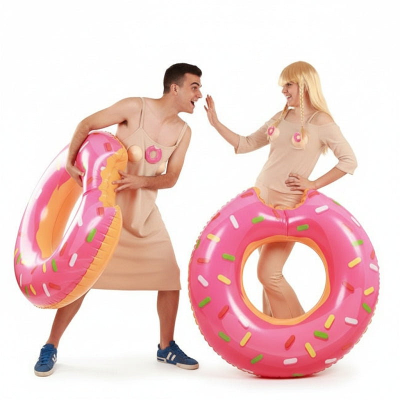 Pareja Jirafa Rey y Lapili cómeme el donut