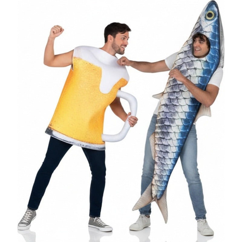Pareja de Jarra de Cerveza y Sardina