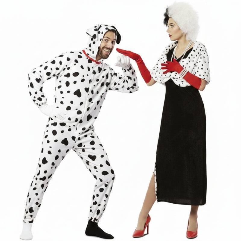 Pareja de Cruella de Vil y Perro Dálmata
