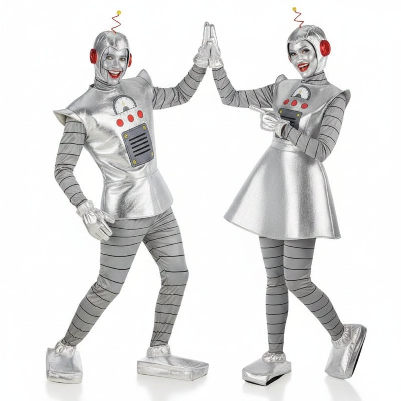 Pareja de Robots Plateados