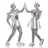 Pareja de Robots Plateados