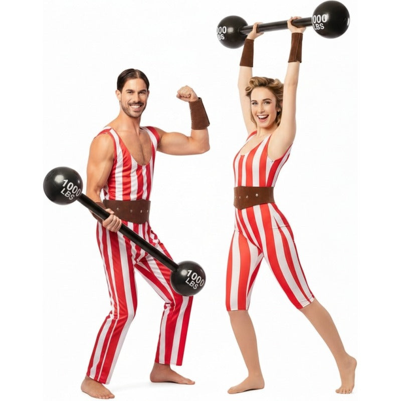 Pareja de Forzudos del Circo a Rayas