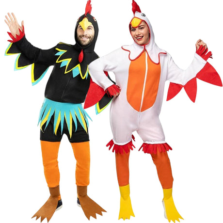 Gallo y Gallina con cresta para disfrazarte en pareja