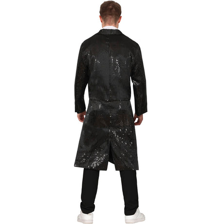 Chaqueta Frac de Lentejuelas Negras para Hombre Espalda