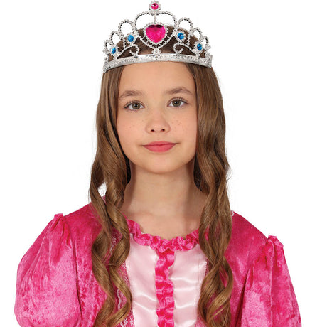 Diadema plata con corazón para niñas