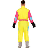 Disfraz de Esquiador retro de color amarillo para hombre Espalda