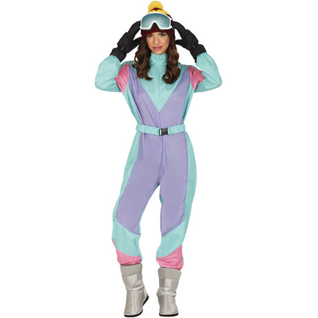 Disfraz de Esquiadora retro de color azul para mujer