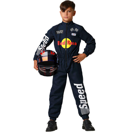 Disfraz para niño y niña de Piloto de carreras azul